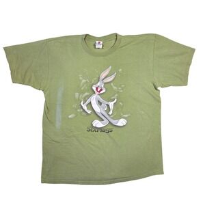 Vintage 1999 Six Flags Bugs Bunny Graphic T-Shirt Men XL Green Made in USA Retro